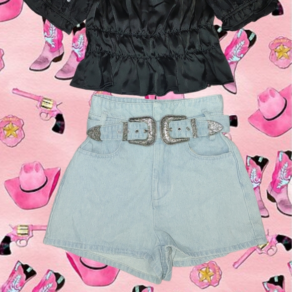 Shorts High Rise Double Belt Buckle Jean Shorts Poshmark